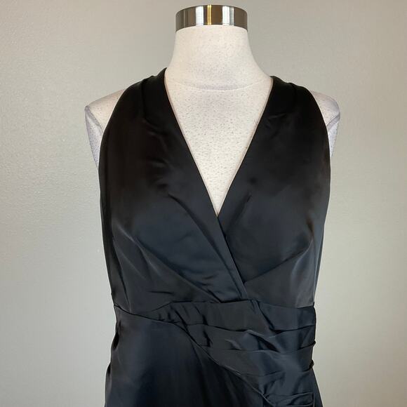 Ralph Lauren Black Satin Evening Gown Size 4 Pleated Long Column Formal Dress - Picture 7 of 12